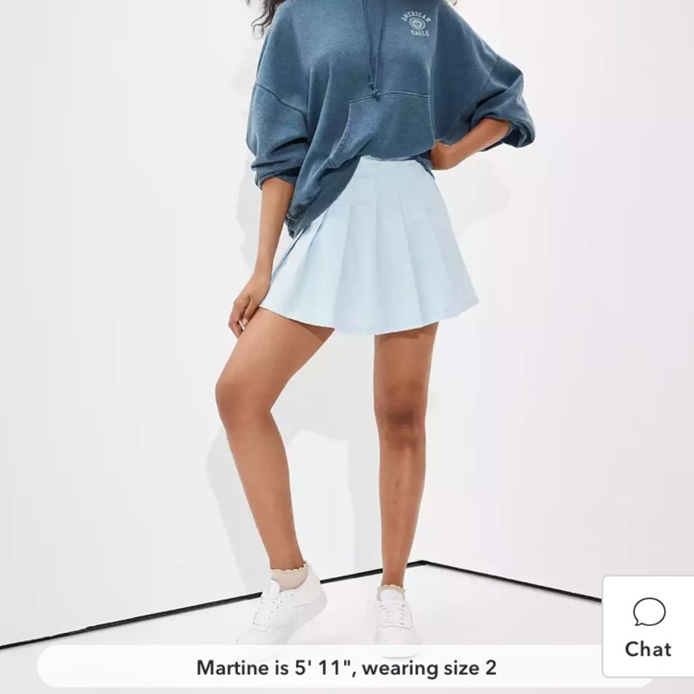 American Eagle Super High waisted pleated tennis skirt light blue